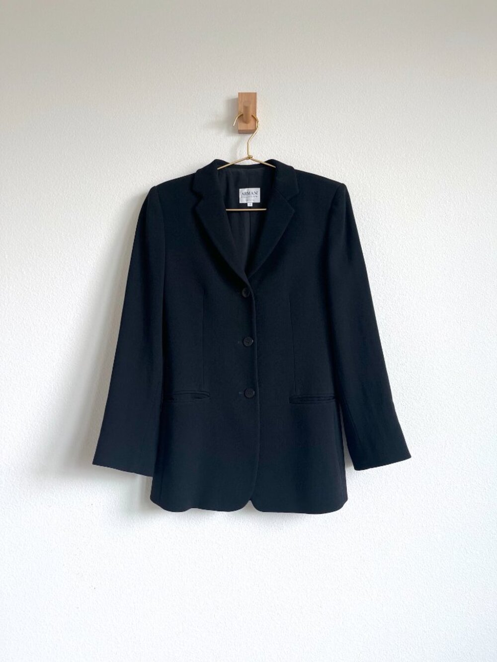 Vintage 80s Armani Collezioni Black 100% Virgin Wool Tailored Blazer - Size 2